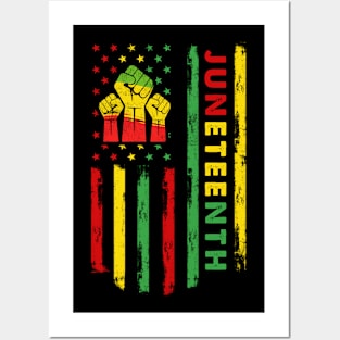 Juneteenth Flag Black Power Fist Posters and Art